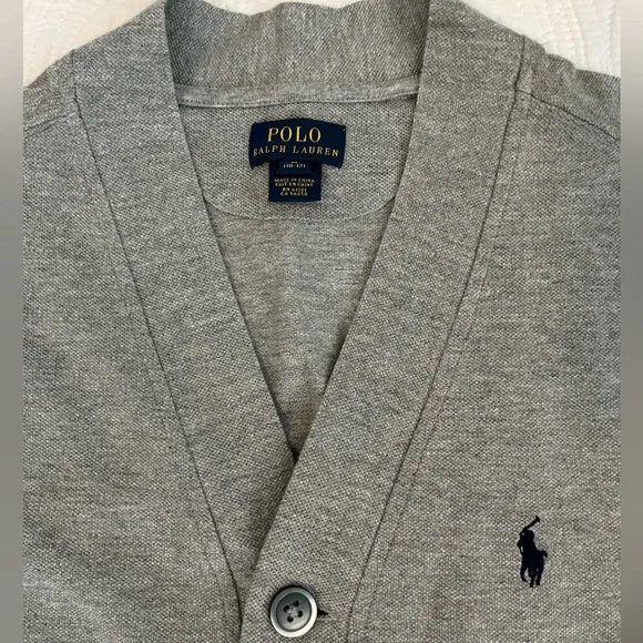 Polo by Ralph Lauren boys grey jersey cardigan size M (10-12)- LIKE NEW! - Picture 3 of 6